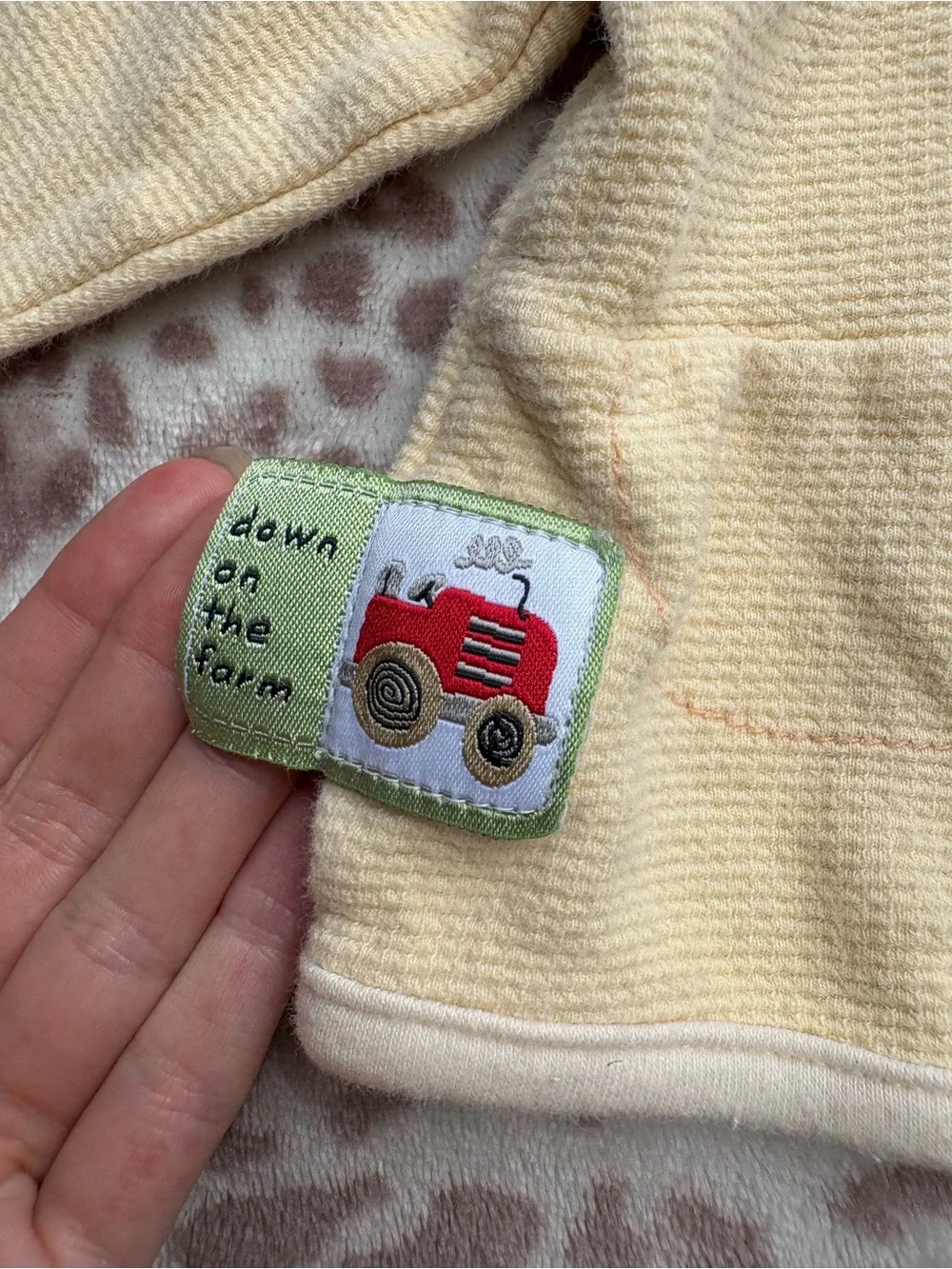 Vintage Yellow Baby Zip Up Sweater Size 6-9 Months Cow Appliqué Cottagecore